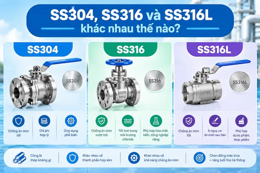 So sánh SS304, ss316, ss31L