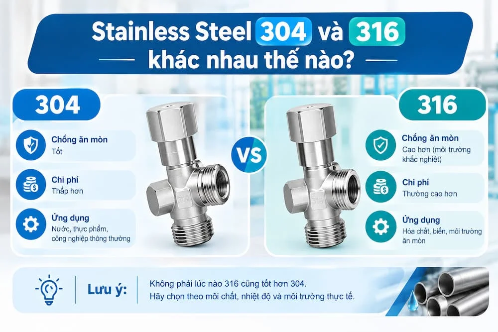 So sánh van nước 304 và 316