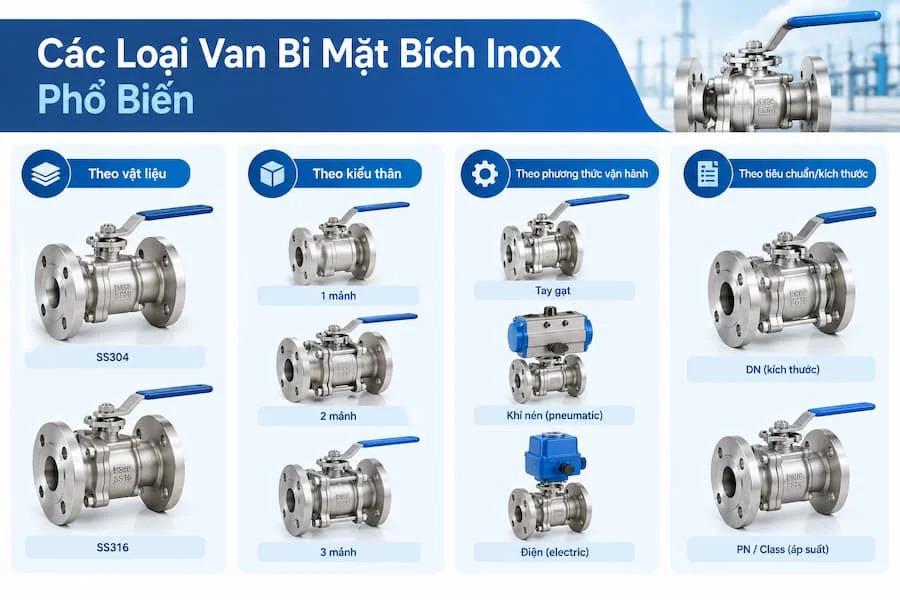 Các loại van bi mặt bích phổ biến