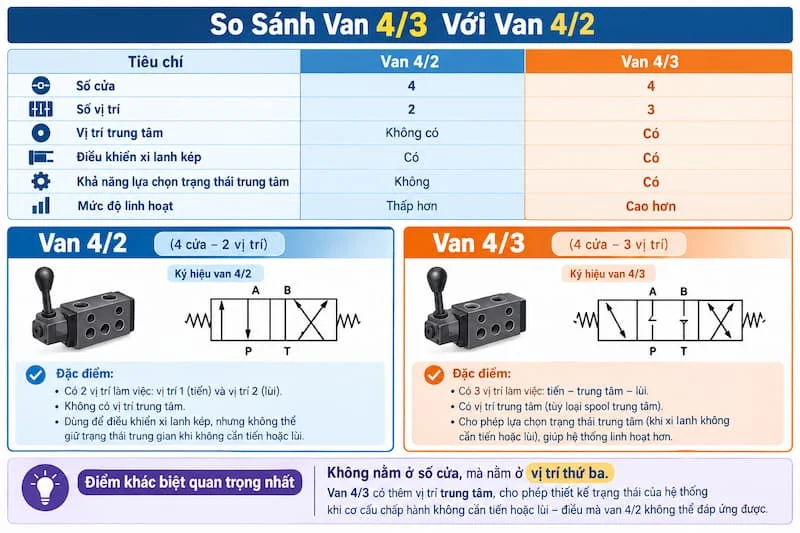 So sánh van 4 3 và van 4 2