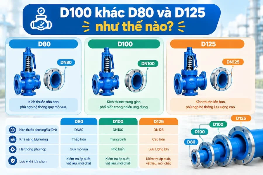 So sánh Van nước DN100, DN125, DN80