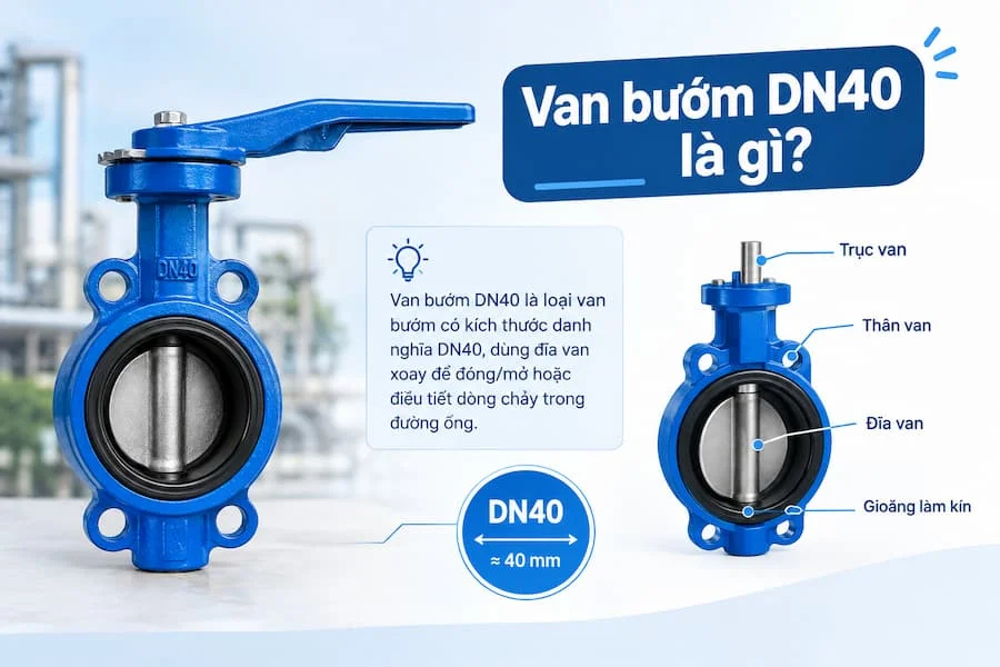 Giới thiệu tổng quan van nước bướm DN40
