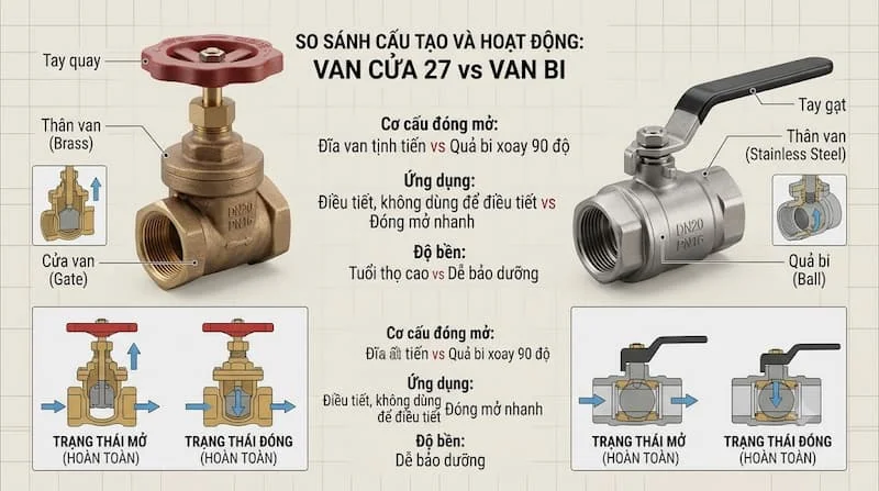 So sánh van cửa 27 và van bi