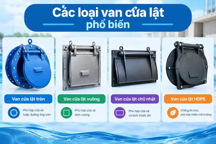 Các loại van nước cửa lật phổ biến