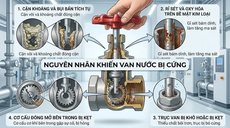 Nguyên nhân khiến van nước bị cứng