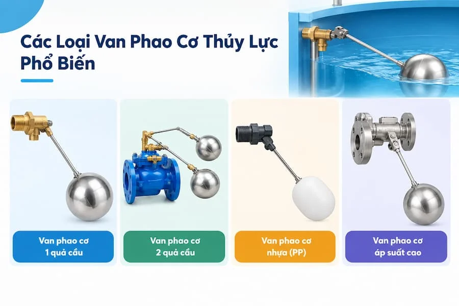 Các loại van phao thủy lực phổ biến