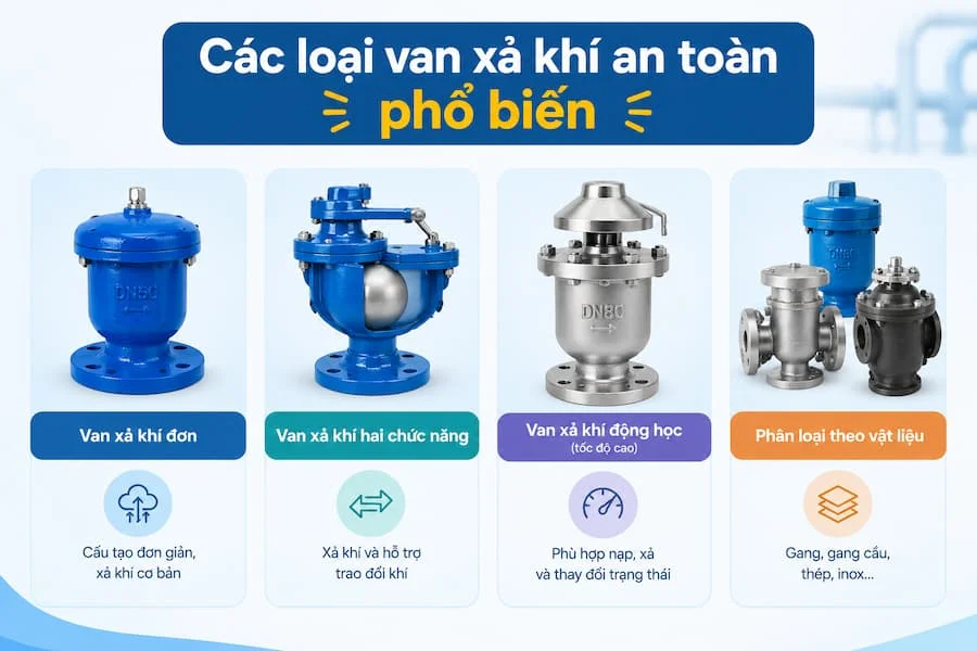 Các loại van xả khí phổ biến