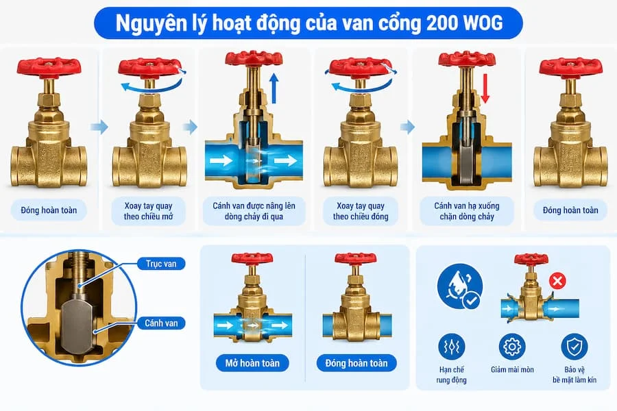 Nguyên lý hoạt động của valve cổng 200 WOG