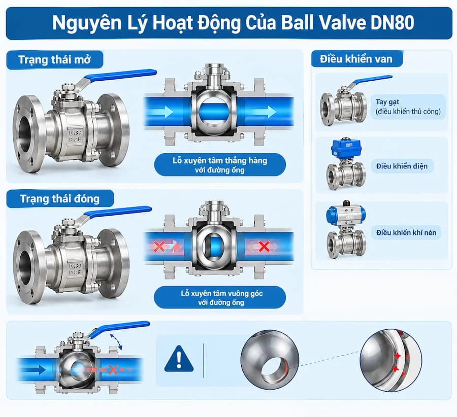 Nguyên lý hoạt động của van bi DN80