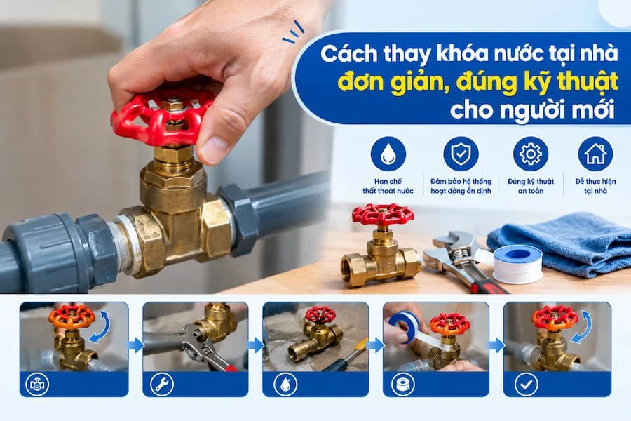Hướng dẫn cách thay khóa nước tại nhà