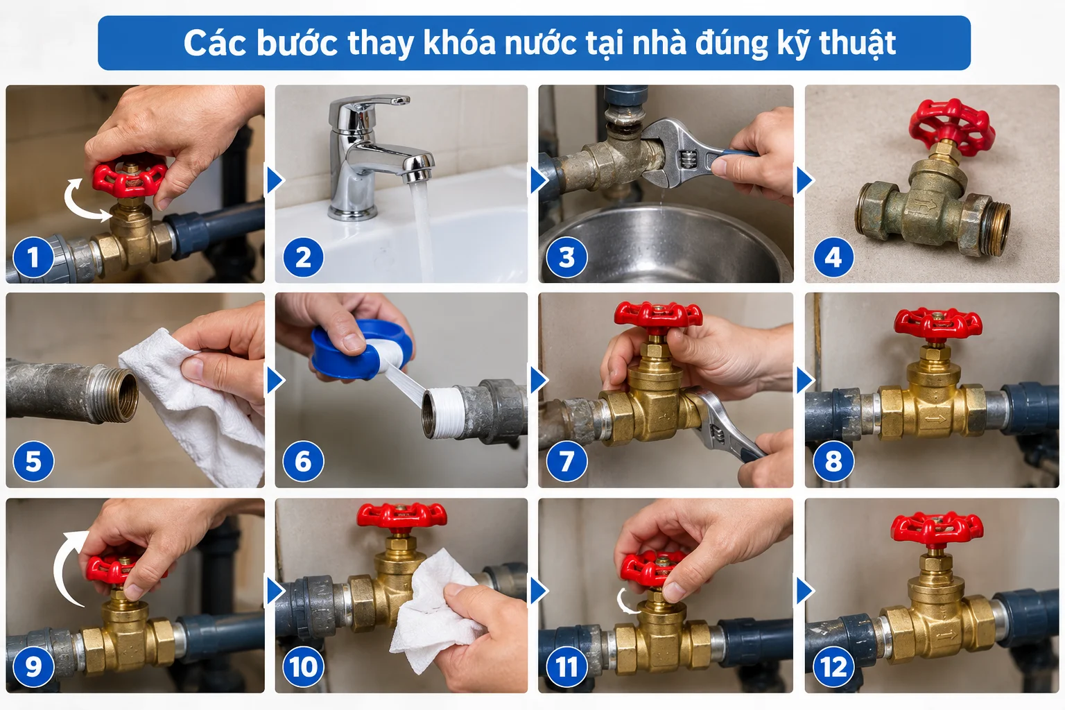 Các bước thay khóa nước tại nhà đúng kỹ thuật