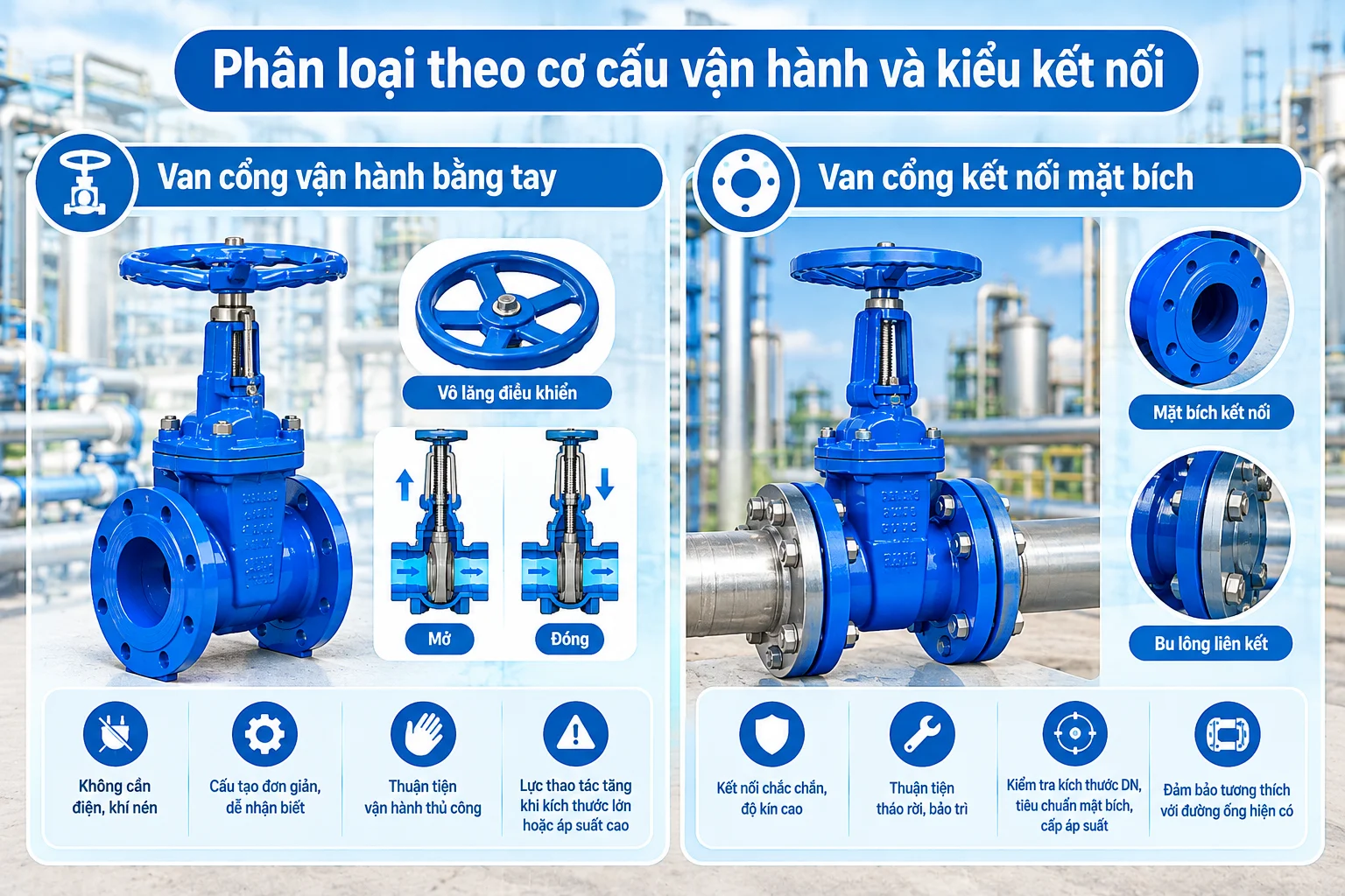 Phân loại van cổng theo cơ cấu