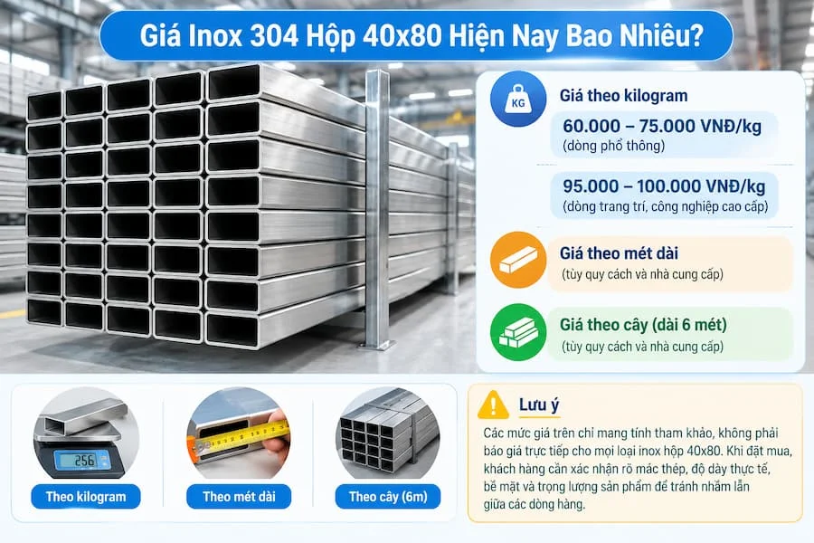 Tham khảo giá inox hộp 304 hiện nay