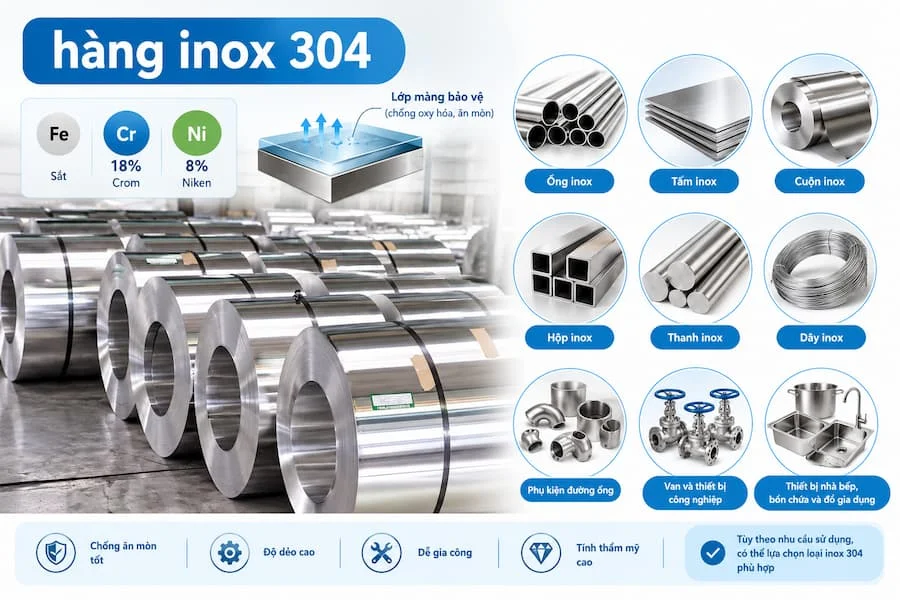 Giới thiệu các sản phẩm từ vật liệu inox 304