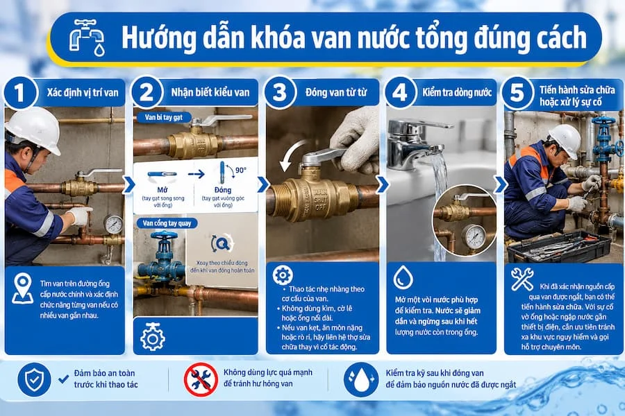Hướng dẫn khóa van nước tổng đúng cách