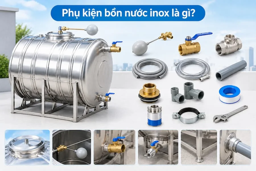 Giới thiệu phụ kiện bồn chứa nước inox