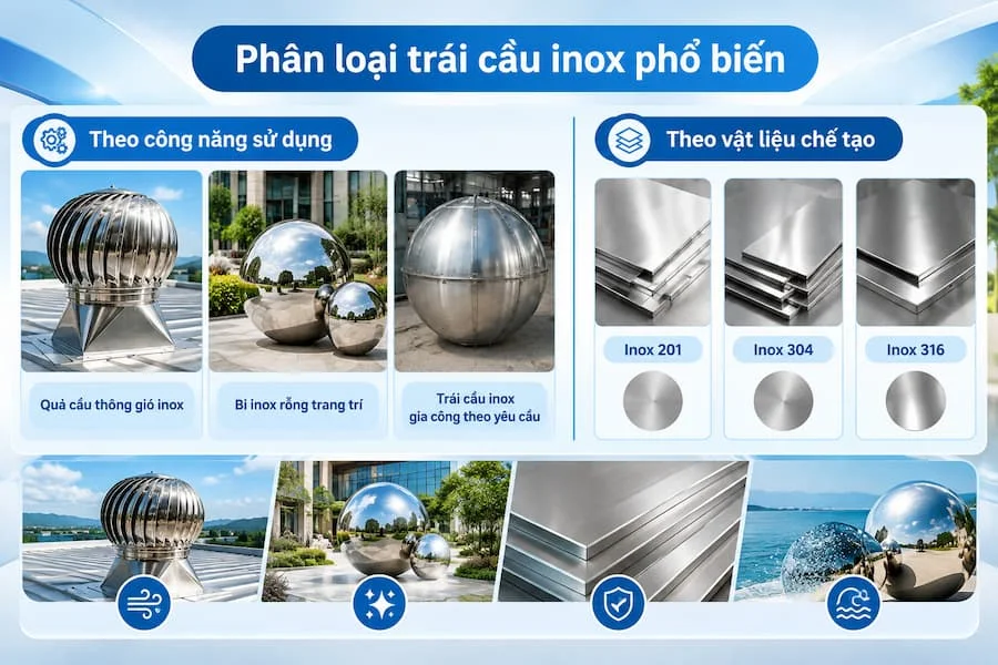 Phân loại quả cầu inox