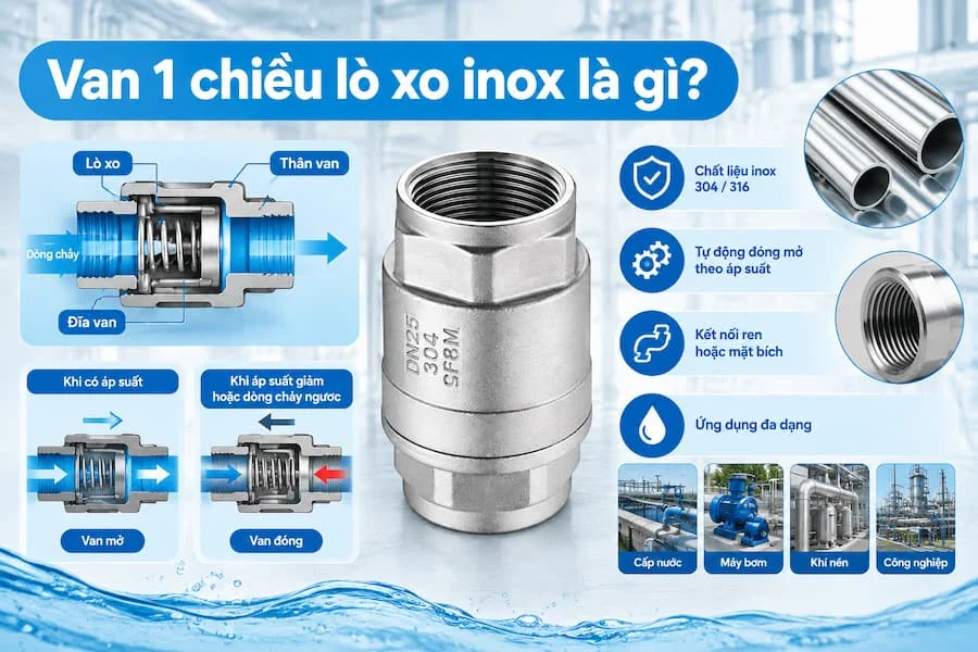 Giới thiệu van một chiều lò xo inox