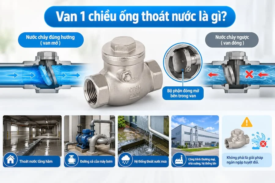 Van một chiều ống thoát nước là gì?