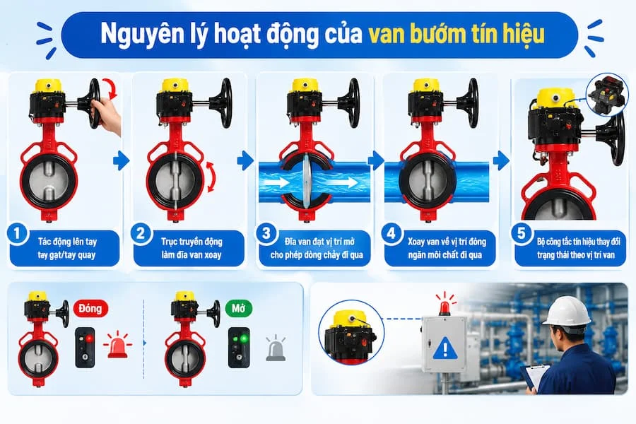 Nguyên lý hoạt động của valve bướm tín hiệu