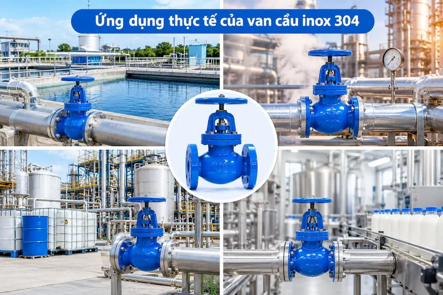 Ứng dụng thực tế của valve cầu inox 304