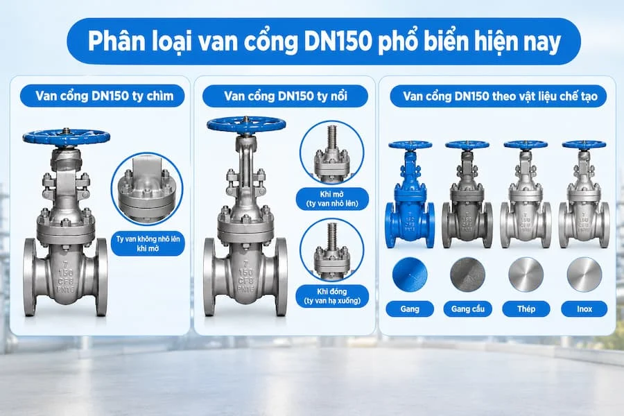 Phân loại valve cổng DN150 phổ biến hiện nay