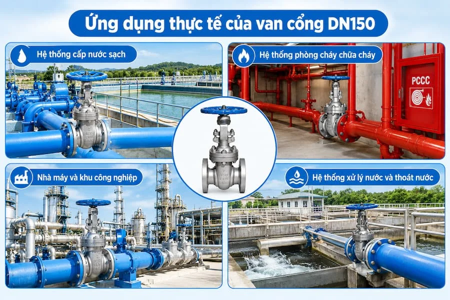 Ứng dụng thực tế của valve cổng DN150