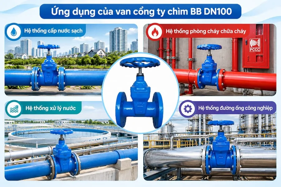 Ứng dụng thực tế valve cổng ty dn100