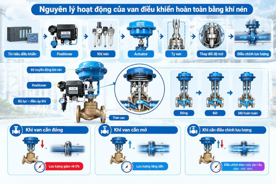 Nguyên lý hoạt động của van khí nén