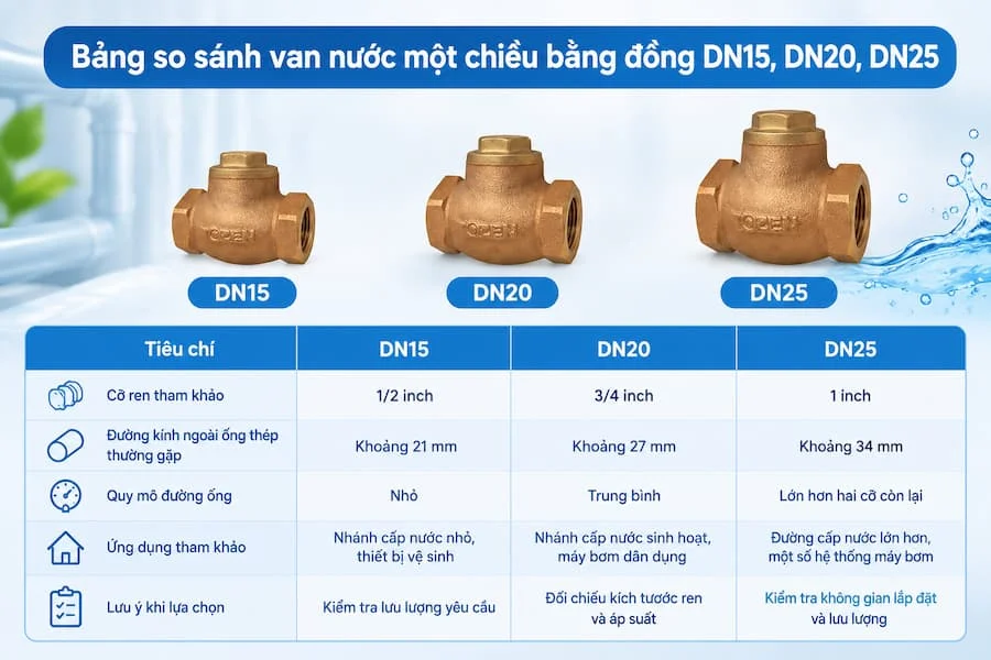 So sánh các loại van đồng 1 chiều