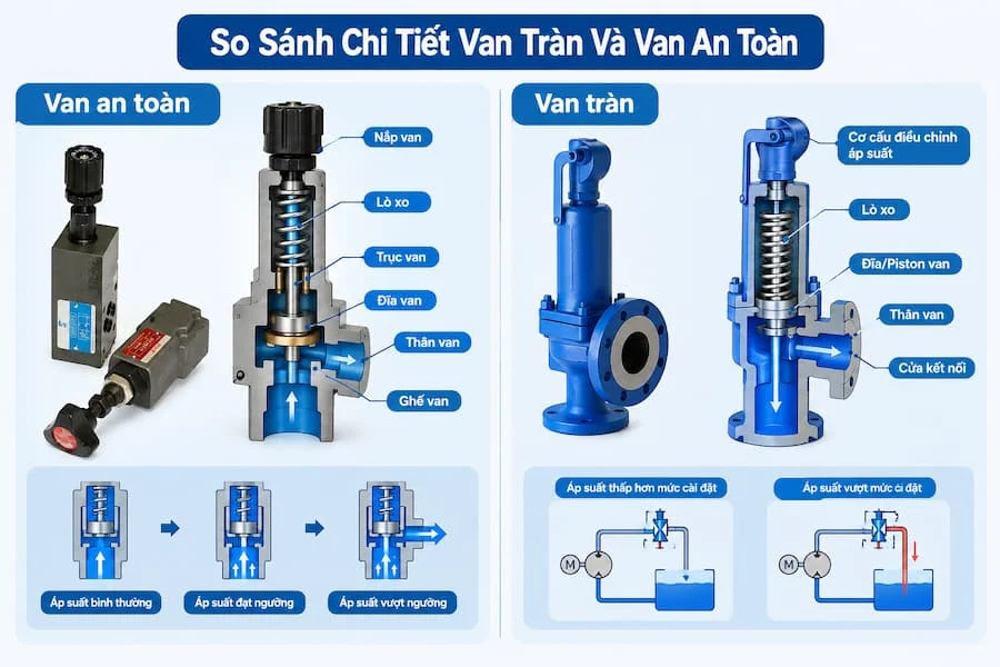 Giới thiệu van tràn và valve an toàn