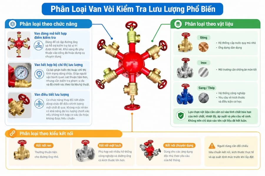 Phân loại vòi kiểm tra lưu lượng phổ biến