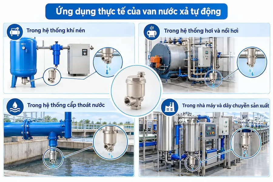 Ứng dụng thực tế của van nước xả tự động